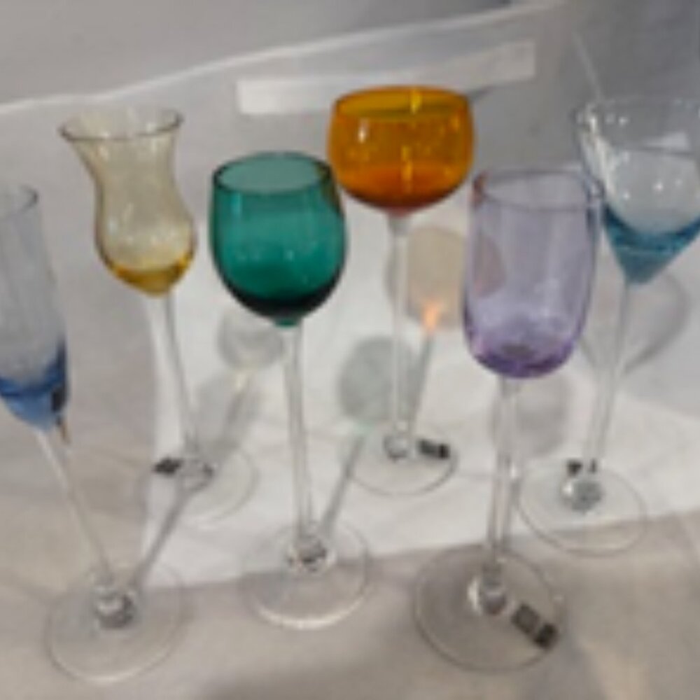 Jewel Tone Long Stem Cordial Glasses